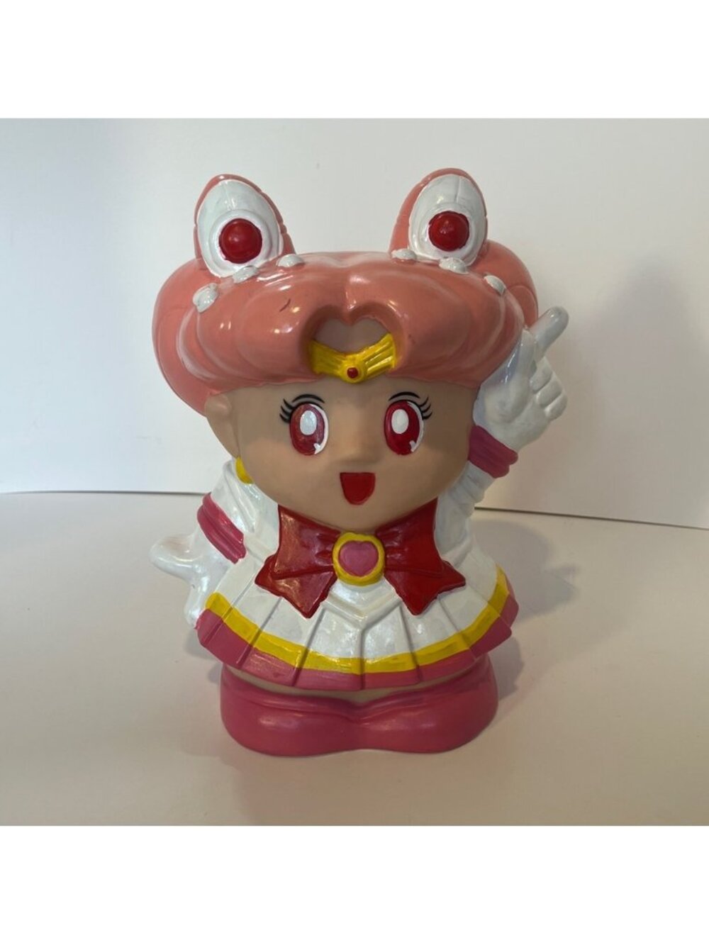 Rare Vintage 11" Sailor Chibi Moon Anime Piggy Money Bank Painted Pink Y2k 90s